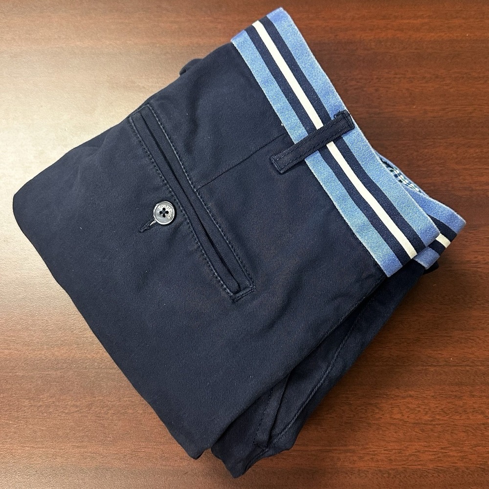 Con.Struct Stretch Chino Pants Mens 34x30 Blue Flat Front Cotton Straight Leg